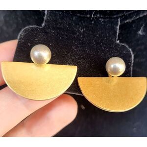 Artisan Brass & Silver Geometric Minimalist Bohemain Earrings - 1"